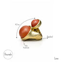 Anel Duplo Esfera Feminino Dourado Resina Amadeirada