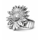 Anel Girassol Prateado Regulável Feminino Sarah Andrade Bijuteria Fina Moderna