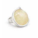 Anel Serena Prateado Feminino Design Orgânico com Pedra Central e Design Moderno