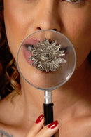 Anel Girassol Prateado Regulável Feminino Sarah Andrade Bijuteria Fina Moderna