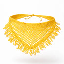 Bandana de Crochê Artesanal Creme com Franja Ajustável