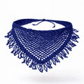 Bandana de Crochê Artesanal Creme com Franja Ajustável
