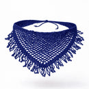 Bandana de Crochê Artesanal Creme com Franja Ajustável
