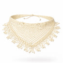 Bandana de Crochê Artesanal Creme com Franja Ajustável
