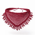 Bandana de Crochê Artesanal Creme com Franja Ajustável