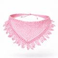 Bandana de Crochê Artesanal Creme com Franja Ajustável