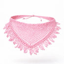 Bandana de Crochê Artesanal Creme com Franja Ajustável