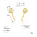 Brinco Lupa Feminino Sarah Andrade Banhado a Ouro 18K e Ródio Branco