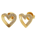 Brinco Coração Cravejado Vazado