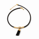 Colar Âncora Feminino com Turmalina Negra Natural e Corda Náutica Folheado a Ouro 18k