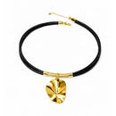 Colar Gota Orgânica Feminino em Corda Náutica e Seda Folheado a Ouro 18k