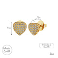 Brinco Coração Feminino Cravejado Folheado a Ouro 18k ou Ródio Branco
