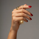 Colar Solar Dourado Feminino com Pingente de Sol Texturizado Banhado a  Ouro 18K