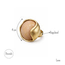Anel Serena Dourado Feminino Design Orgânico com Pedra Central e Design Moderno