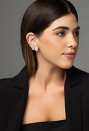 Brinco Coração Feminino Cravejado Folheado a Ouro 18k ou Ródio Branco