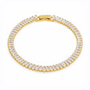 Pulseira Riviera com Zircônias Baguete Cravejada Banhada a  Ouro 18K ou Ródio Branco