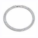 Pulseira Riviera com Zircônias Baguete Cravejada Banhada a  Ouro 18K ou Ródio Branco