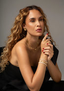Pulseira Riviera com Zircônias Baguete Cravejada Banhada a  Ouro 18K ou Ródio Branco