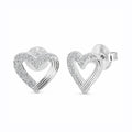 Brinco Coração Vazado Feminino Cravejado com Zircônias Ouro 18k ou Ródio Branco