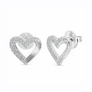 Brinco Coração Vazado Feminino Cravejado com Zircônias Ouro 18k ou Ródio Branco