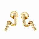 Brinco Raio Cravejado com Zircônias Feminino Banho de Ouro 18k ou Ródio Branco
