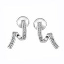 Brinco Raio Cravejado com Zircônias Feminino Banho de Ouro 18k ou Ródio Branco