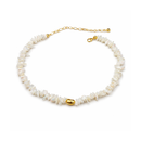 Colar de Cascalhos Feminino em Madrepérola Natural com Acabamento Dourado