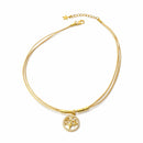 Colar Árvore da Vida Feminino em Palha de Buriti com Pingente Folheado a Ouro 18k