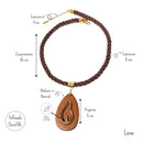 Colar Chama Feminino com Pingente Orgânico em Madeira Natural Folheado a Ouro 18k