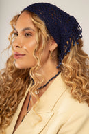 Bandana de Crochê Artesanal Creme com Franja Ajustável