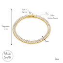 Pulseira Riviera com Zircônias Baguete Cravejada Banhada a  Ouro 18K ou Ródio Branco